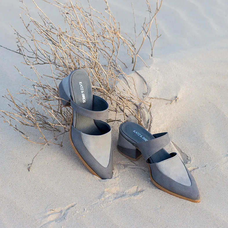 Gray Bermuda - Vegan Mules