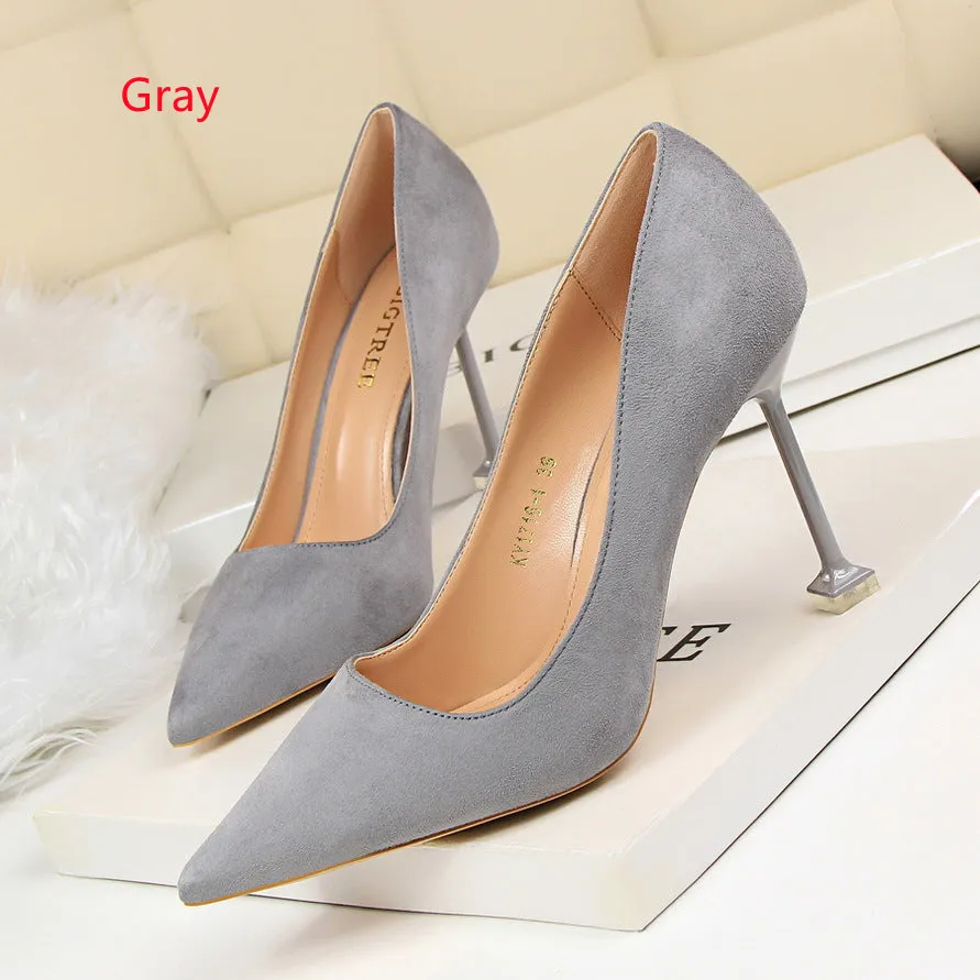 High Heel Suede Shallow Shoes