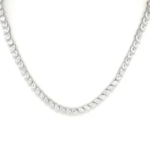 Ibiza Diamond CZ's Teardrop Prong Tennis Necklace