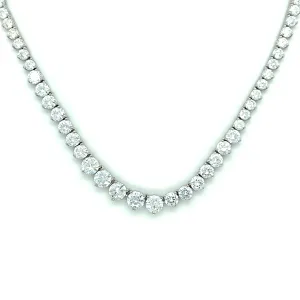 Ibiza Graduated Diamond CZ’s 3 Prong Tennis Necklace