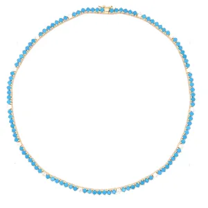 Ibiza Turquoise   Clear CZ’s 3 Prong Tennis Necklace