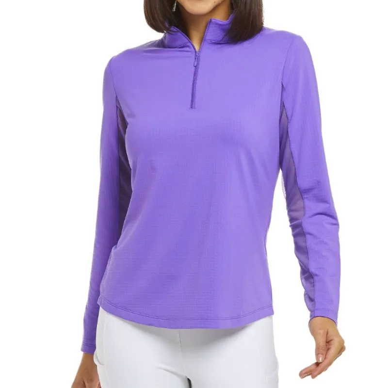 IBKUL Solid L/S Mock Neck Top - Plum