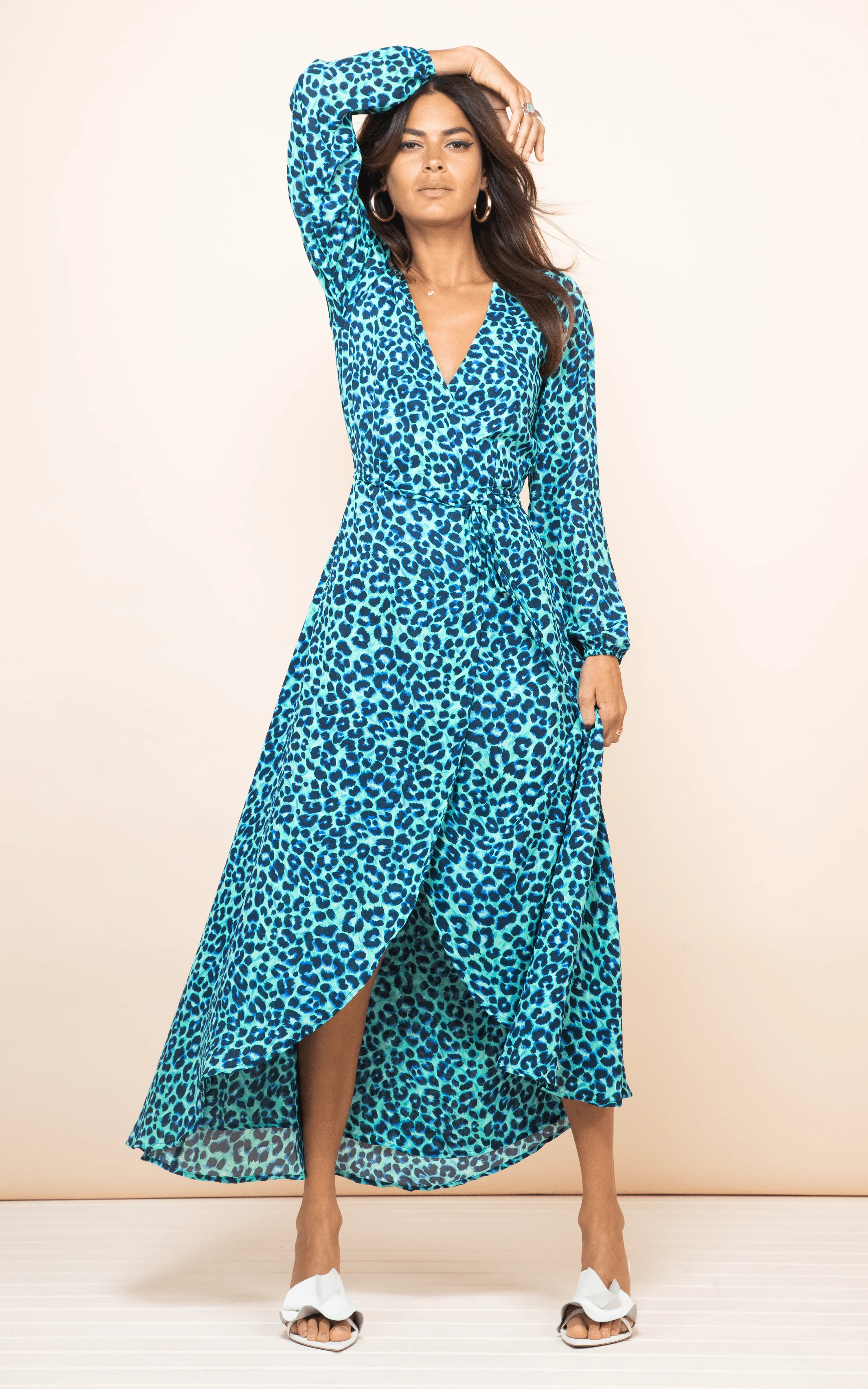 Jagger Maxi Dress in Turquoise Leopard