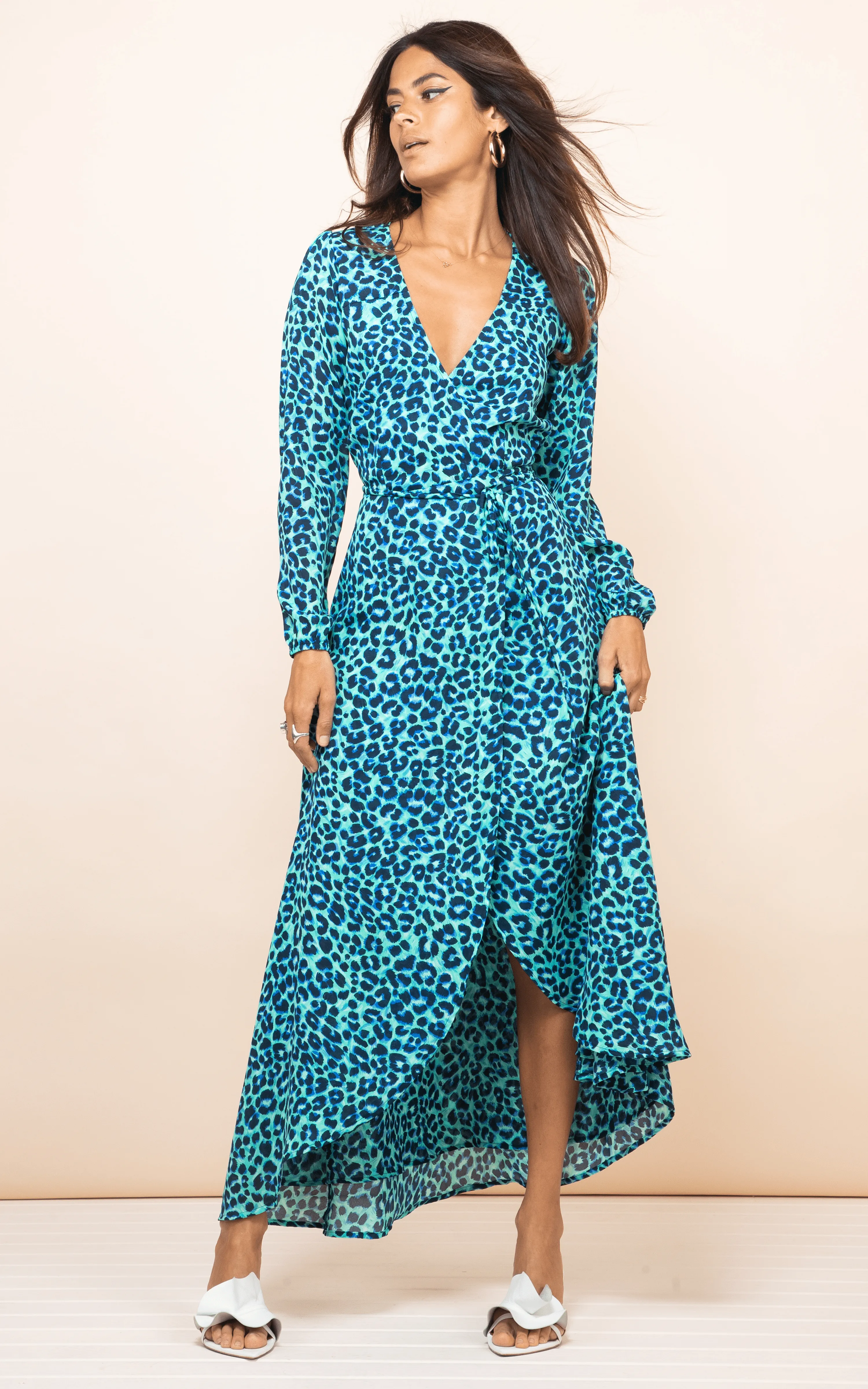 Jagger Maxi Dress in Turquoise Leopard