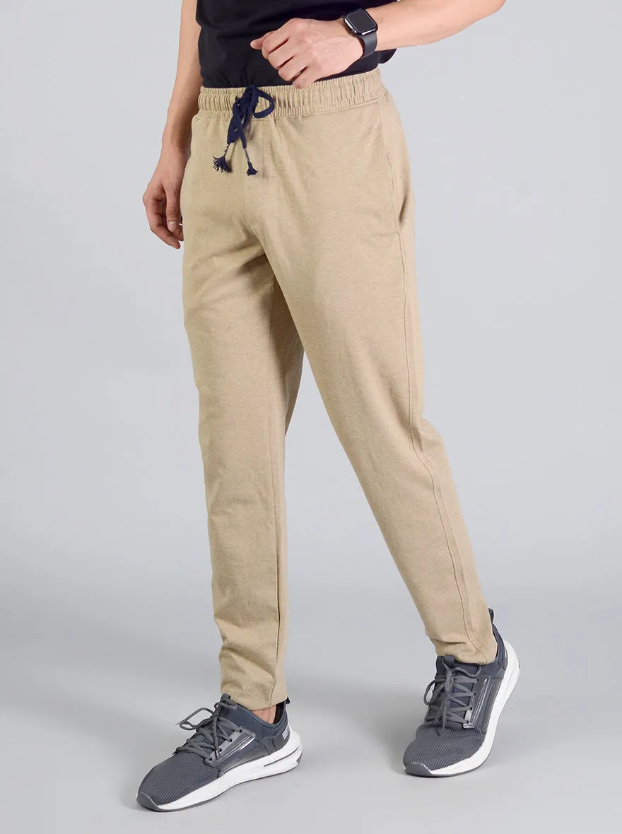 Khaki Solid Regular Fit Track Pants | JadeBlue