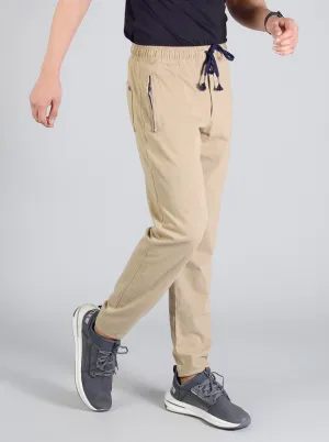 Khaki Solid Regular Fit Track Pants | JadeBlue