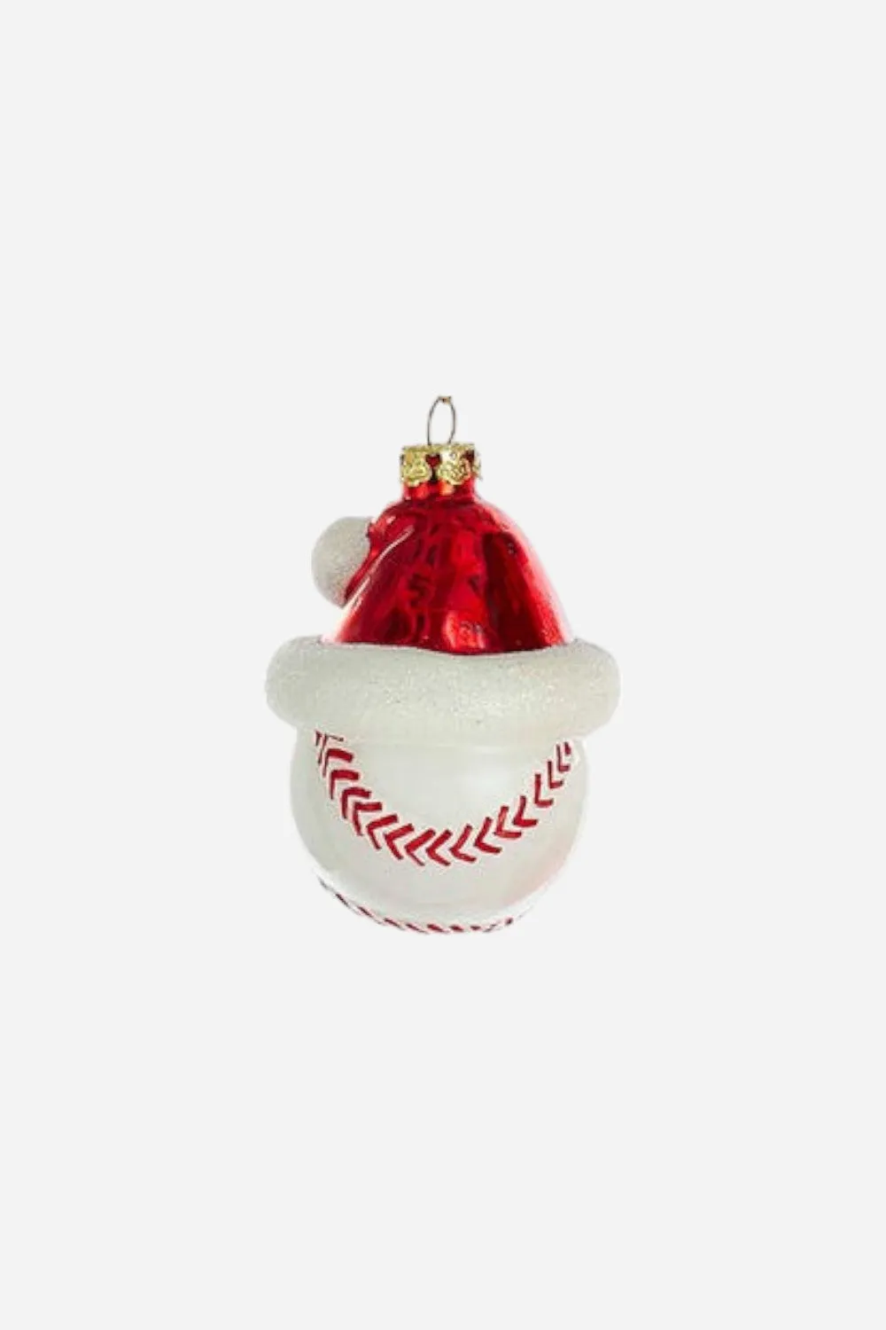 Kurt S. Adler Baseball With Santa Hat Glass Ornament