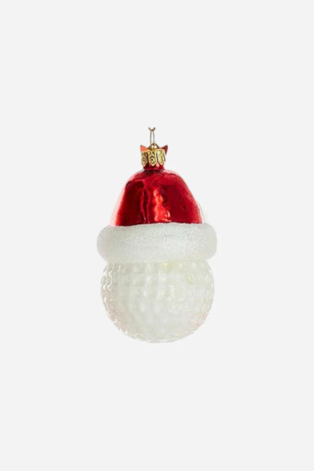 Kurt S. Adler Golf Ball With Santa Hat Glass Ornament