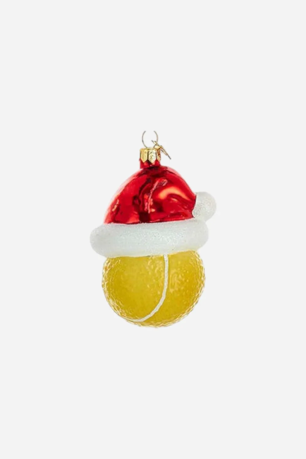 Kurt S. Adler Tennis Ball With Santa Hat Glass Ornament