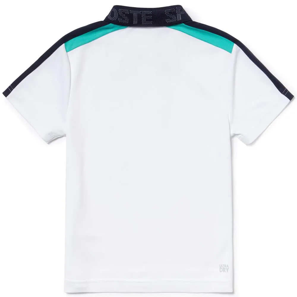 Lacoste Boys Sport Polo - White/Green/Navy