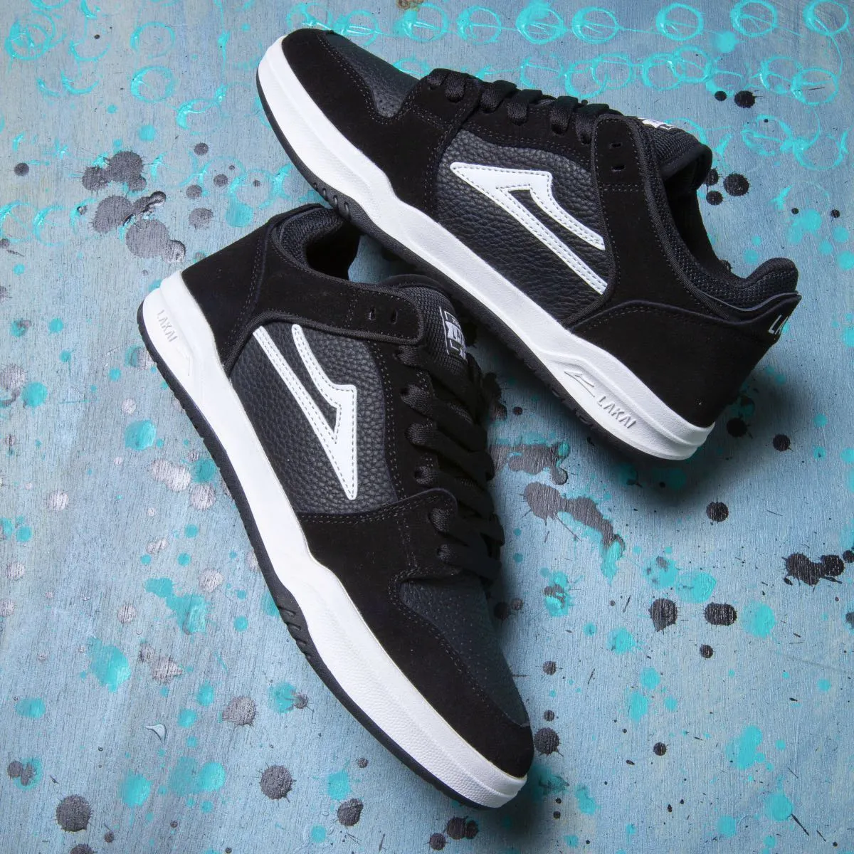 Lakai Telford Low Black/White Suede Shoes