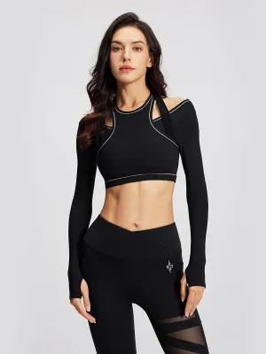 Layered Look Long-Sleeve Sports Top