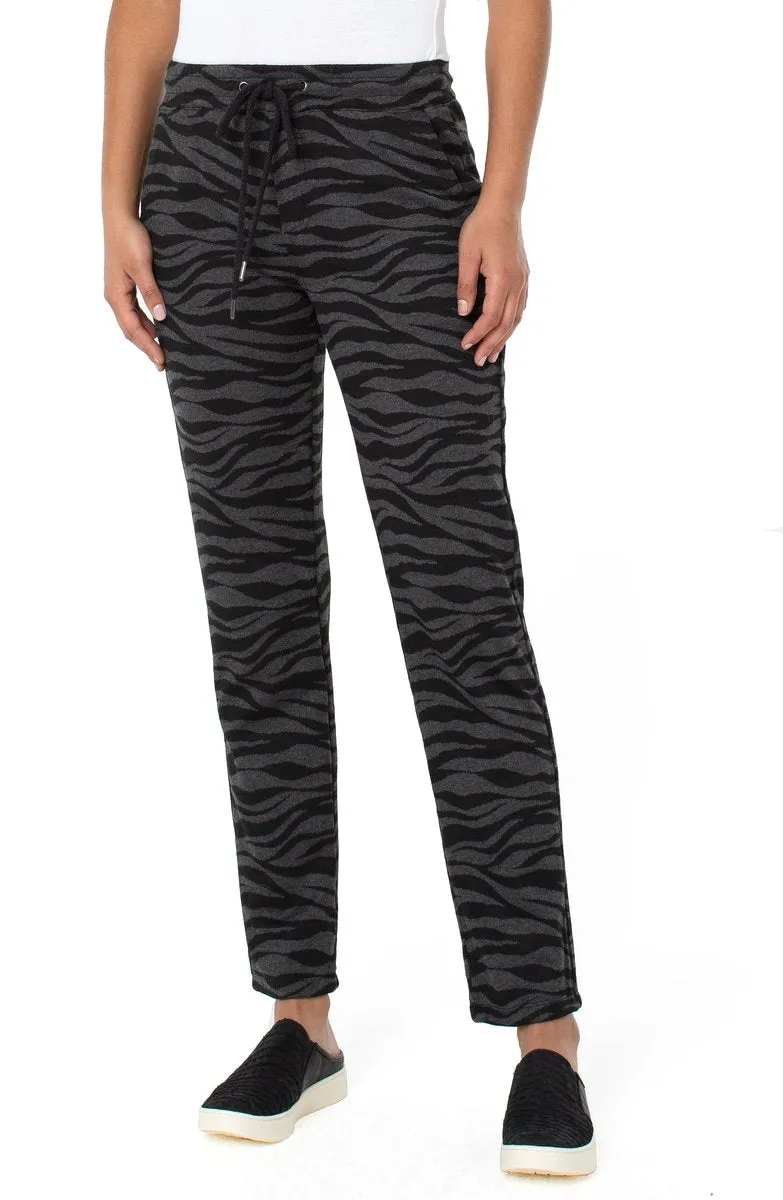 Liverpool Pull On Knit Jogger Pant in Black/Grey Zebra