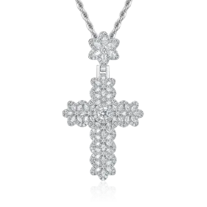 Marquise Flower Cross Pendant