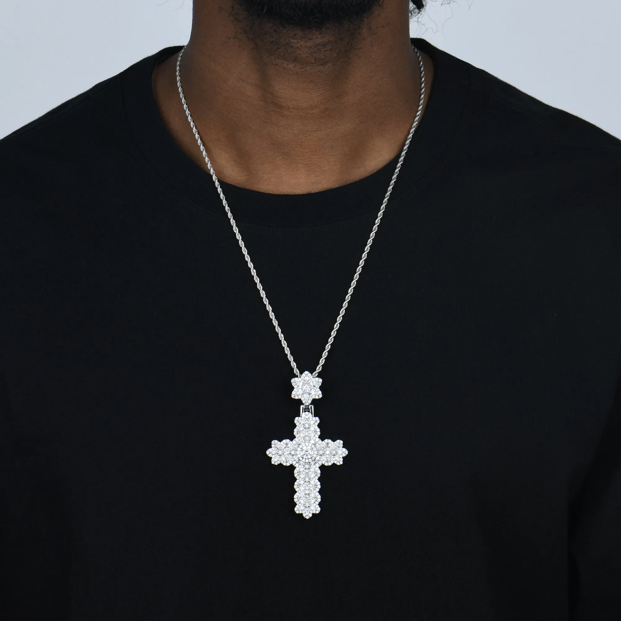 Marquise Flower Cross Pendant