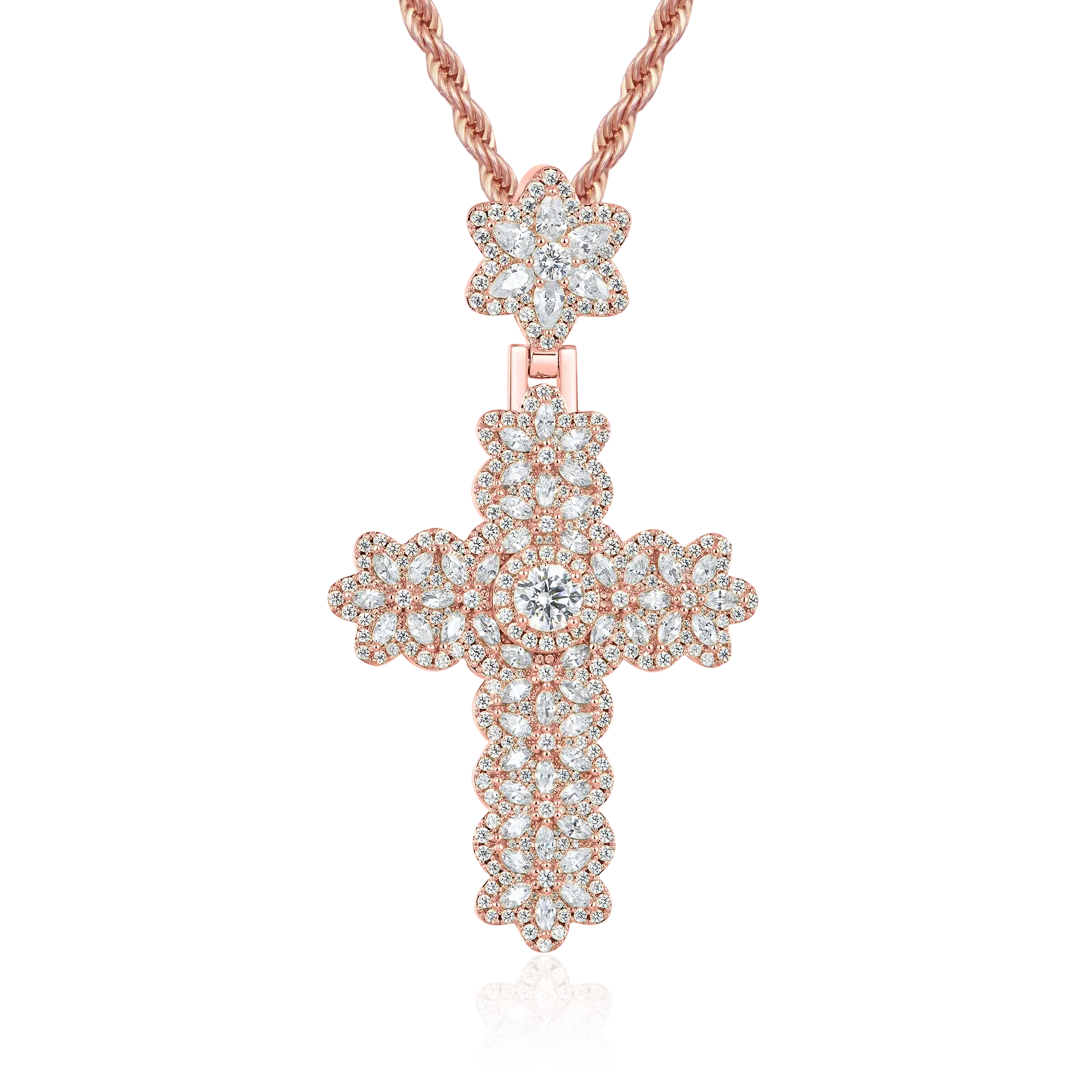 Marquise Flower Cross Pendant