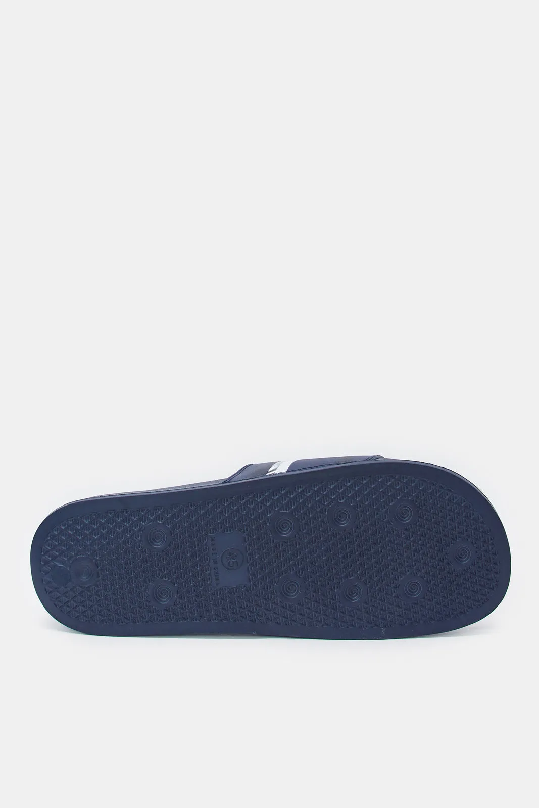 Men Navy Striped Slide