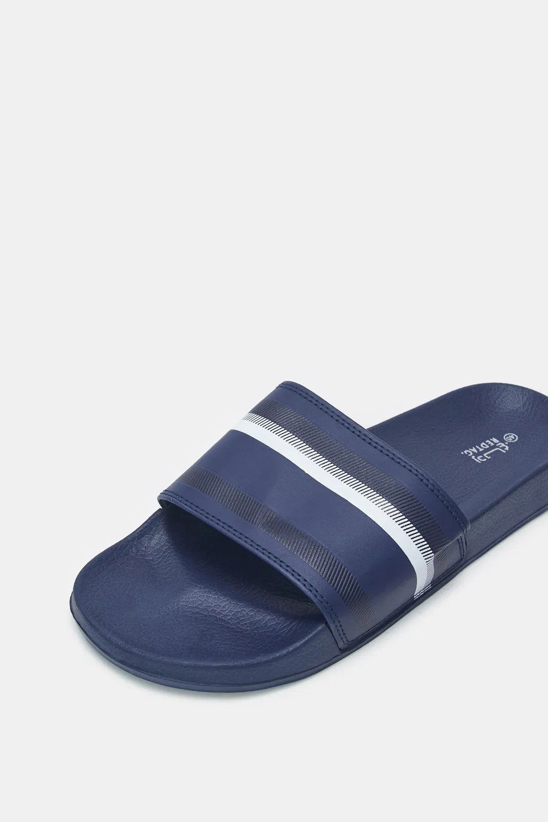 Men Navy Striped Slide