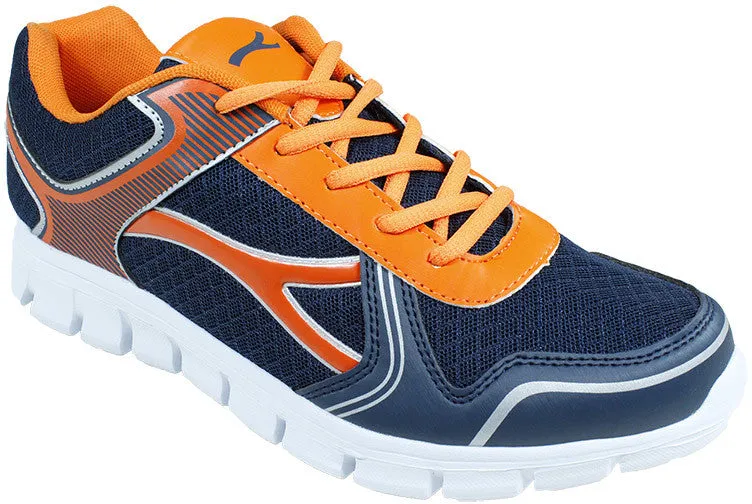 men's athletic sneakers - navy/orange Case of 12