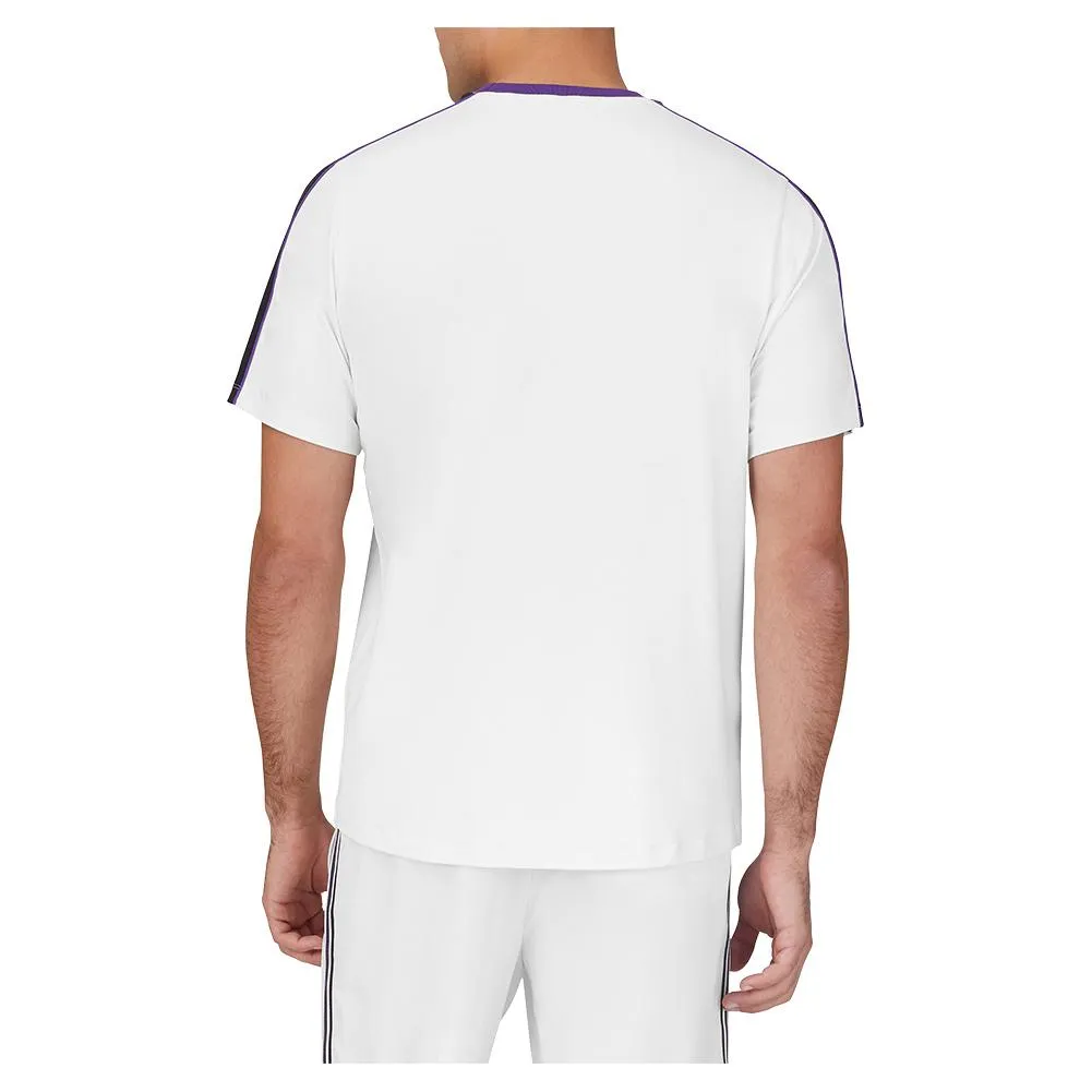 Men`s Back Spin Short Sleeve Tennis Crew White and Black