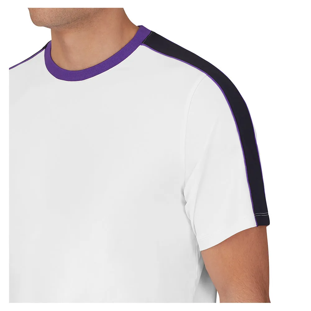 Men`s Back Spin Short Sleeve Tennis Crew White and Black