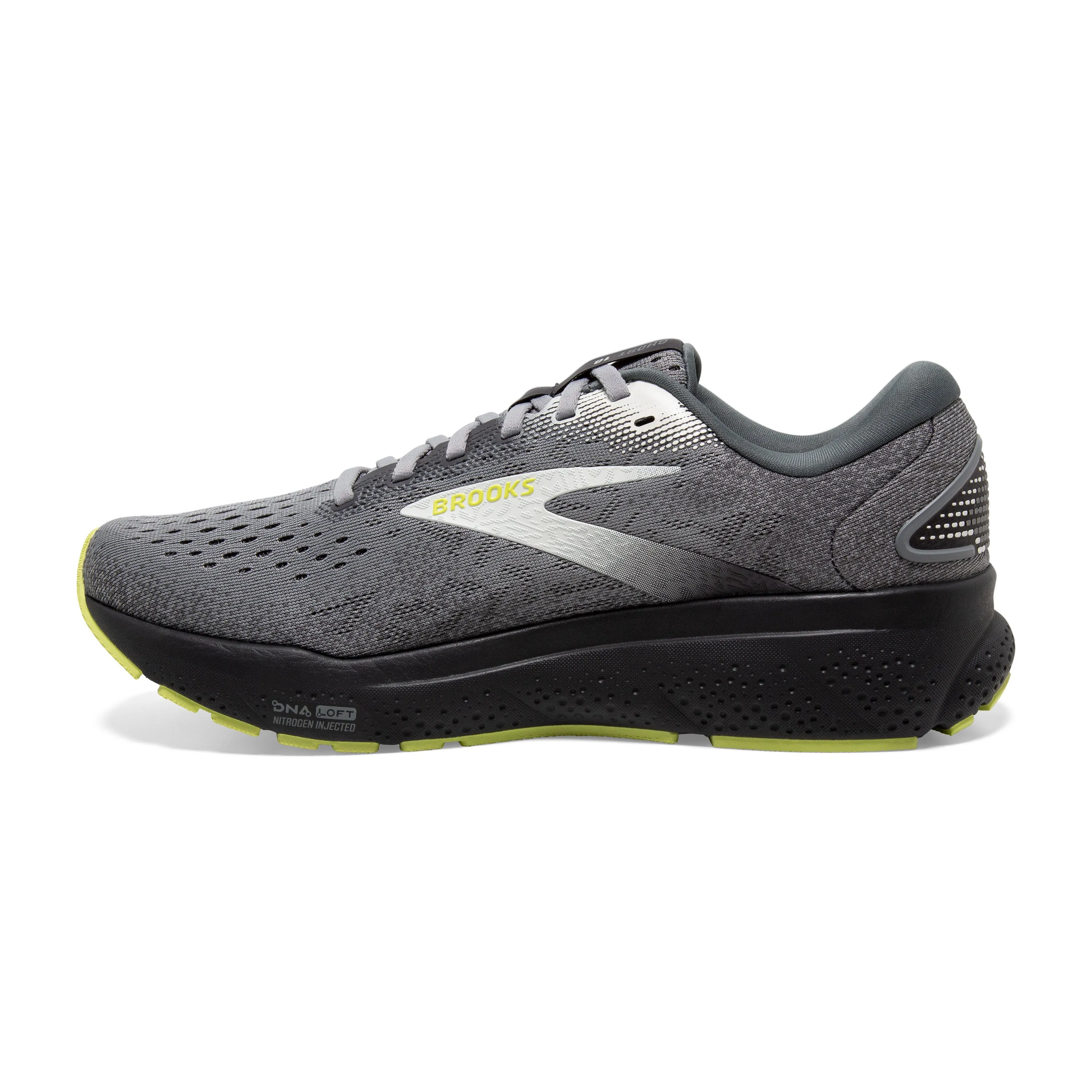 Men's Brooks Ghost 16 Color: Primer / Grey / Lime (WIDE WIDTH)