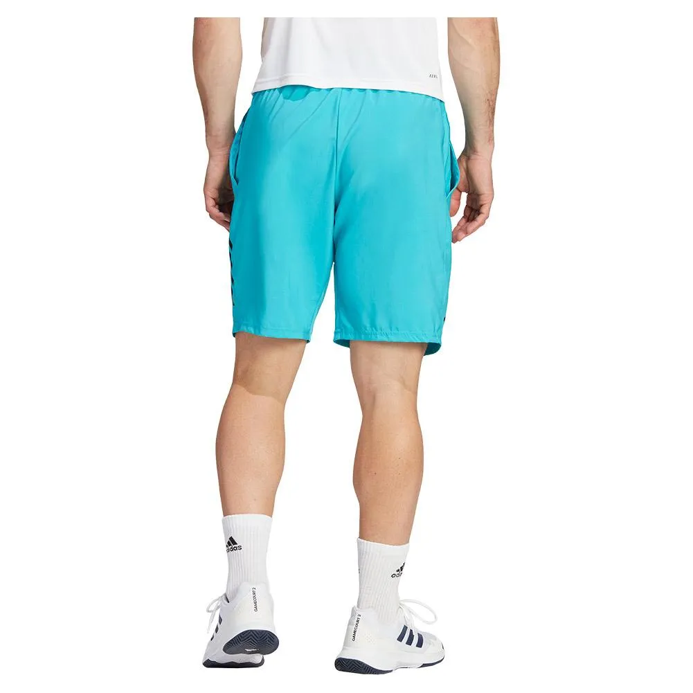 Men's Club 7 inch 3 Stripe Tennis Shorts Lucid Cyan