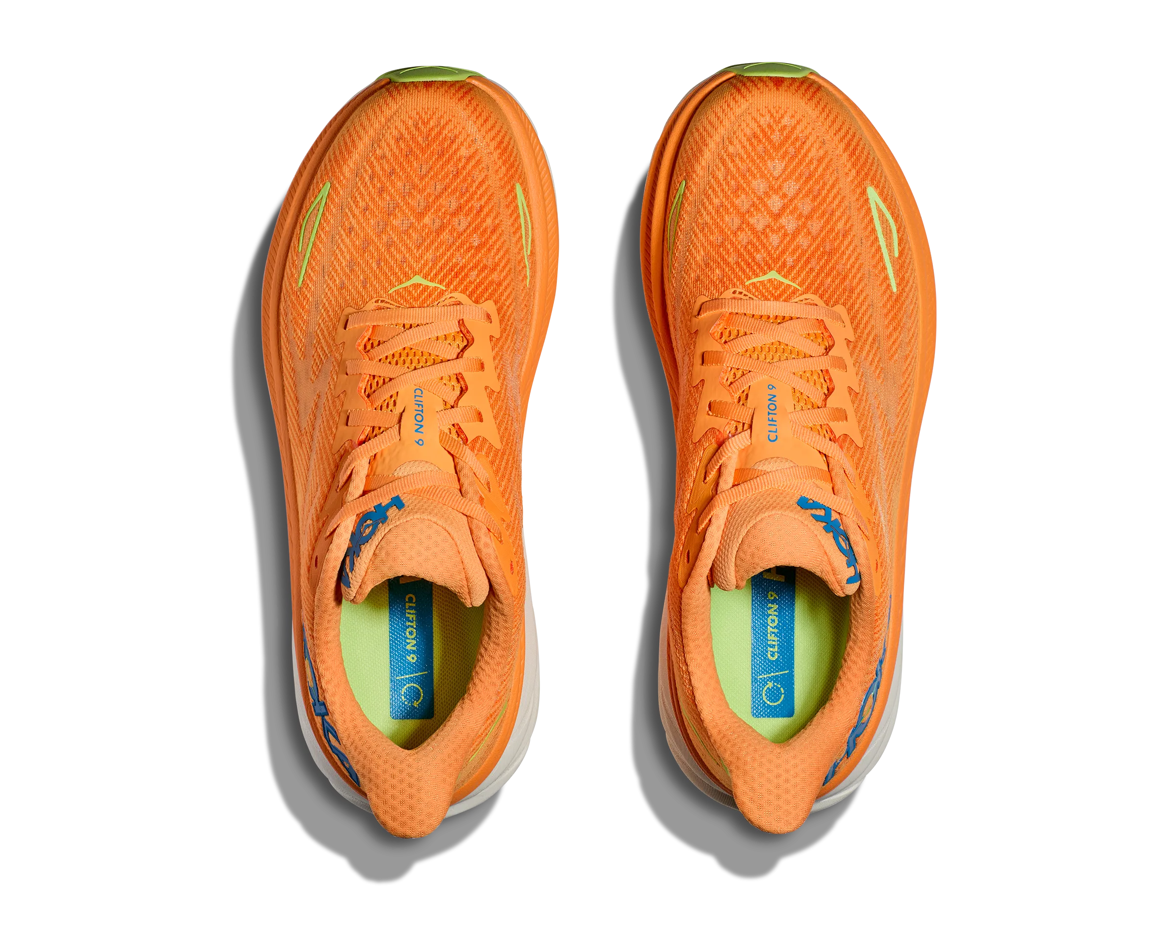 Men's Hoka Clifton 9 Color: Solar Flare/ Lettuce