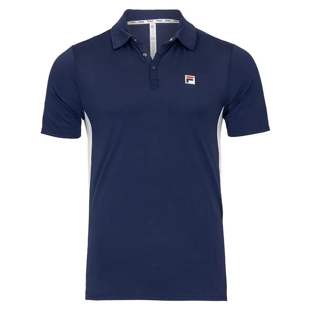 Mens Performance Iconic Settanta Tennis Polo Navy and Angora