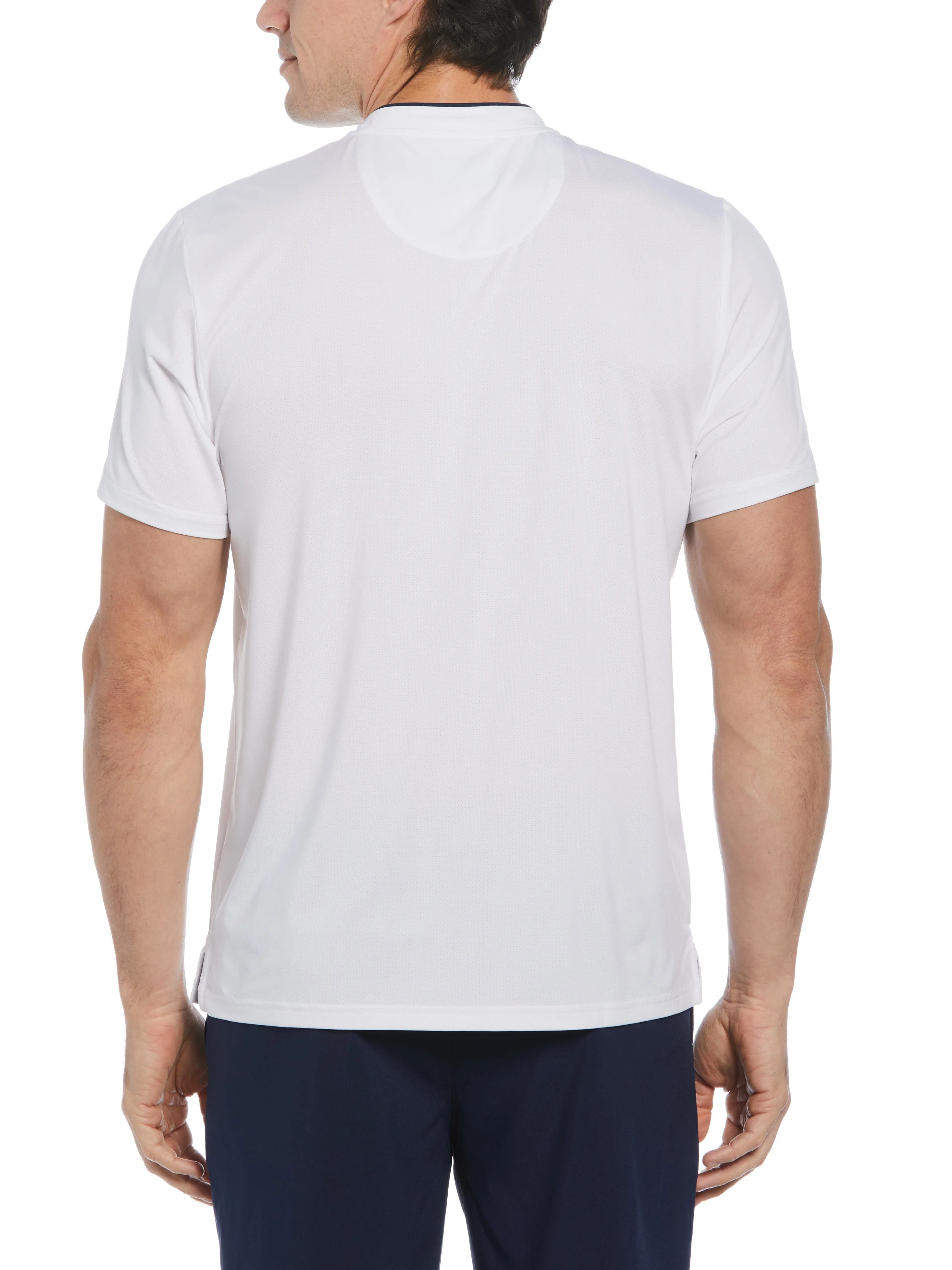 Men's Piped Blade Collar Performance Short Sleeve Tennis Polo Shirt