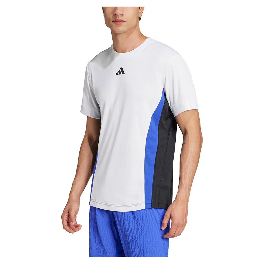 Mens Pro Freelift Tennis Top White and Lucid Blue