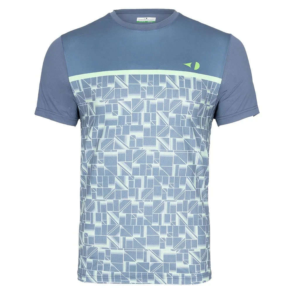 Men`s Short Sleeve Energy Graphic Court Tennis Crew Vintage Indigo