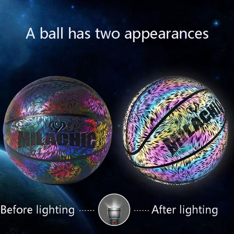 MILACHIC Number 7 Sports Cool Night Light Reflective Basketball(Reflective Purse 6733)