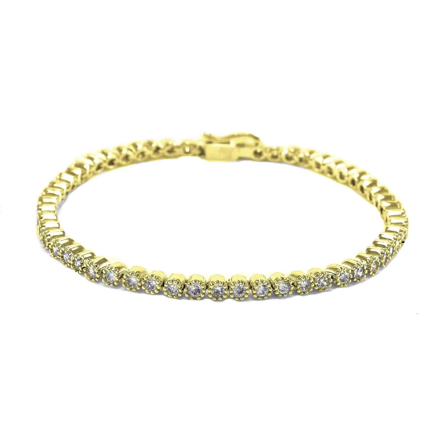 Morina Petite Round Gold Tennis Bracelet – 7in  | 5ct