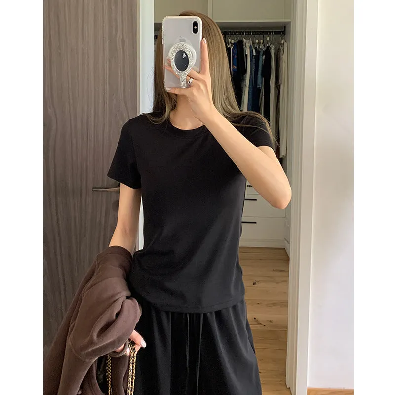 Nantao High-Grade Sports Suit Women's  New Younger Short Sleeve Casual Wear Wide-Leg Pants Lazy Two-Piece Suit