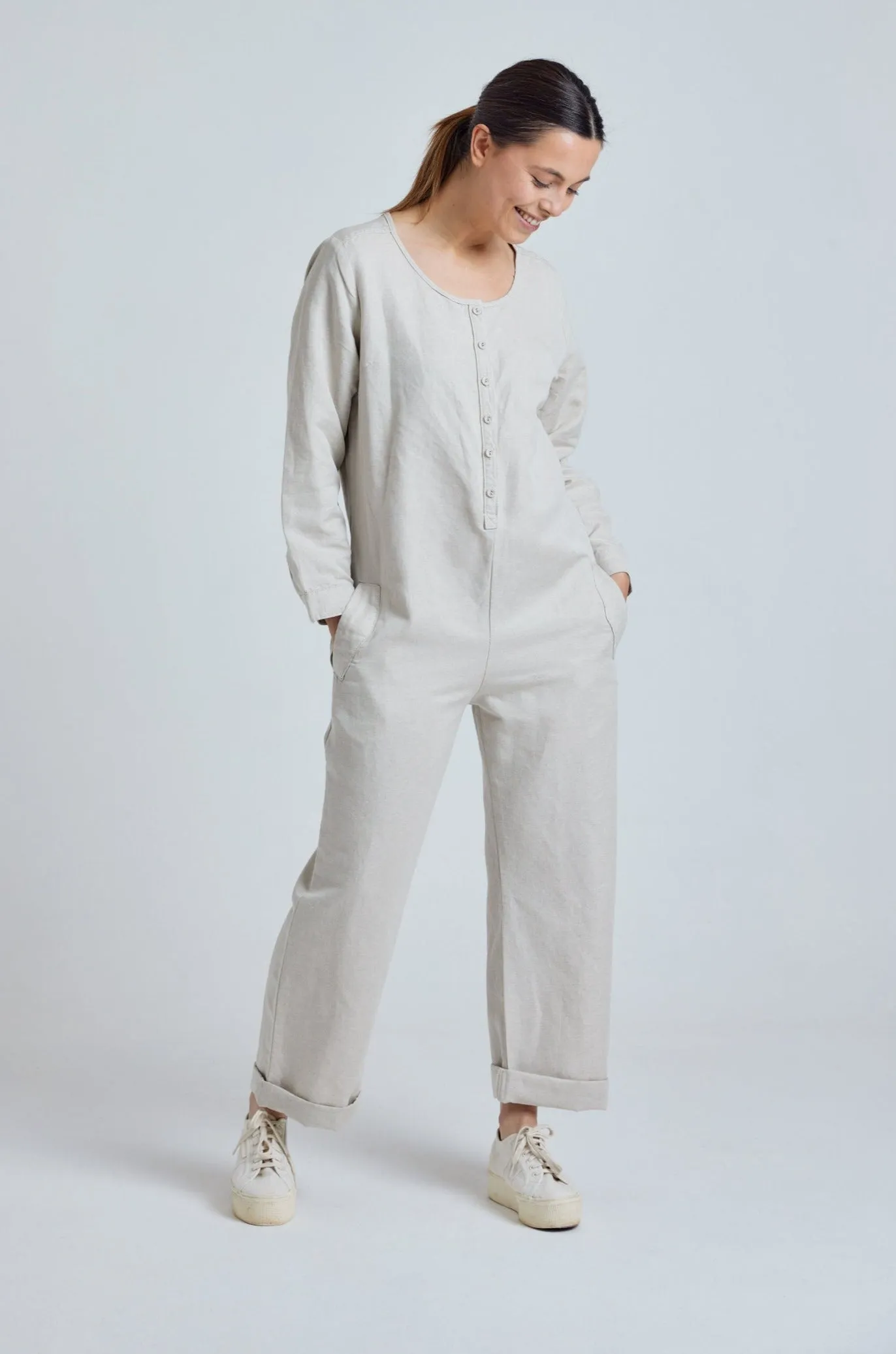 Natural Clara Jumpsuit - GOTS Certified Organic Cotton and Linen