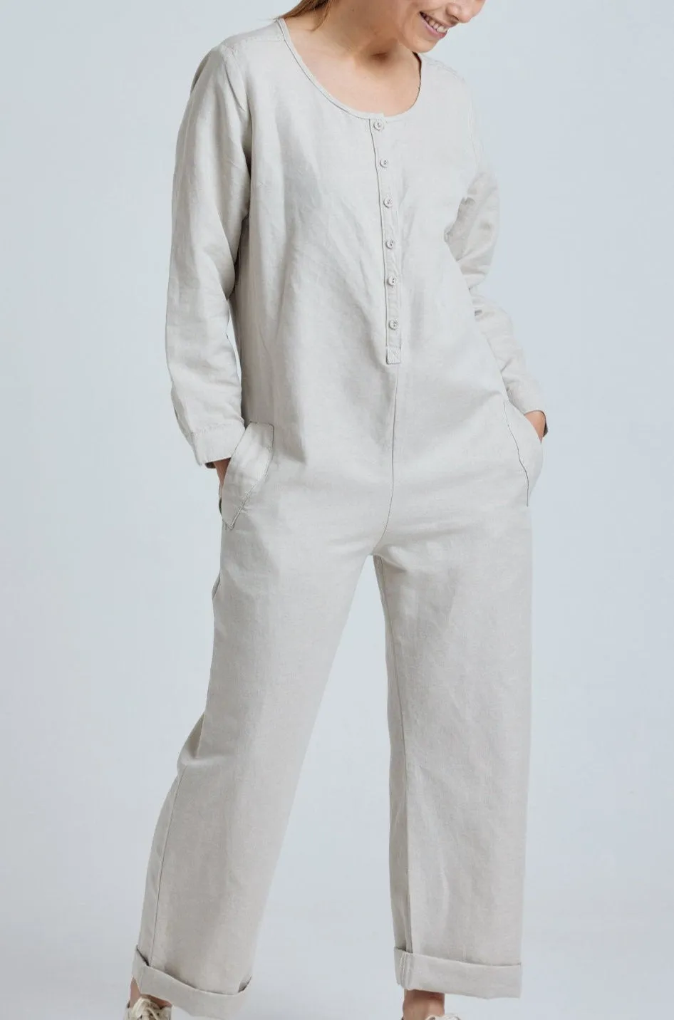 Natural Clara Jumpsuit - GOTS Certified Organic Cotton and Linen