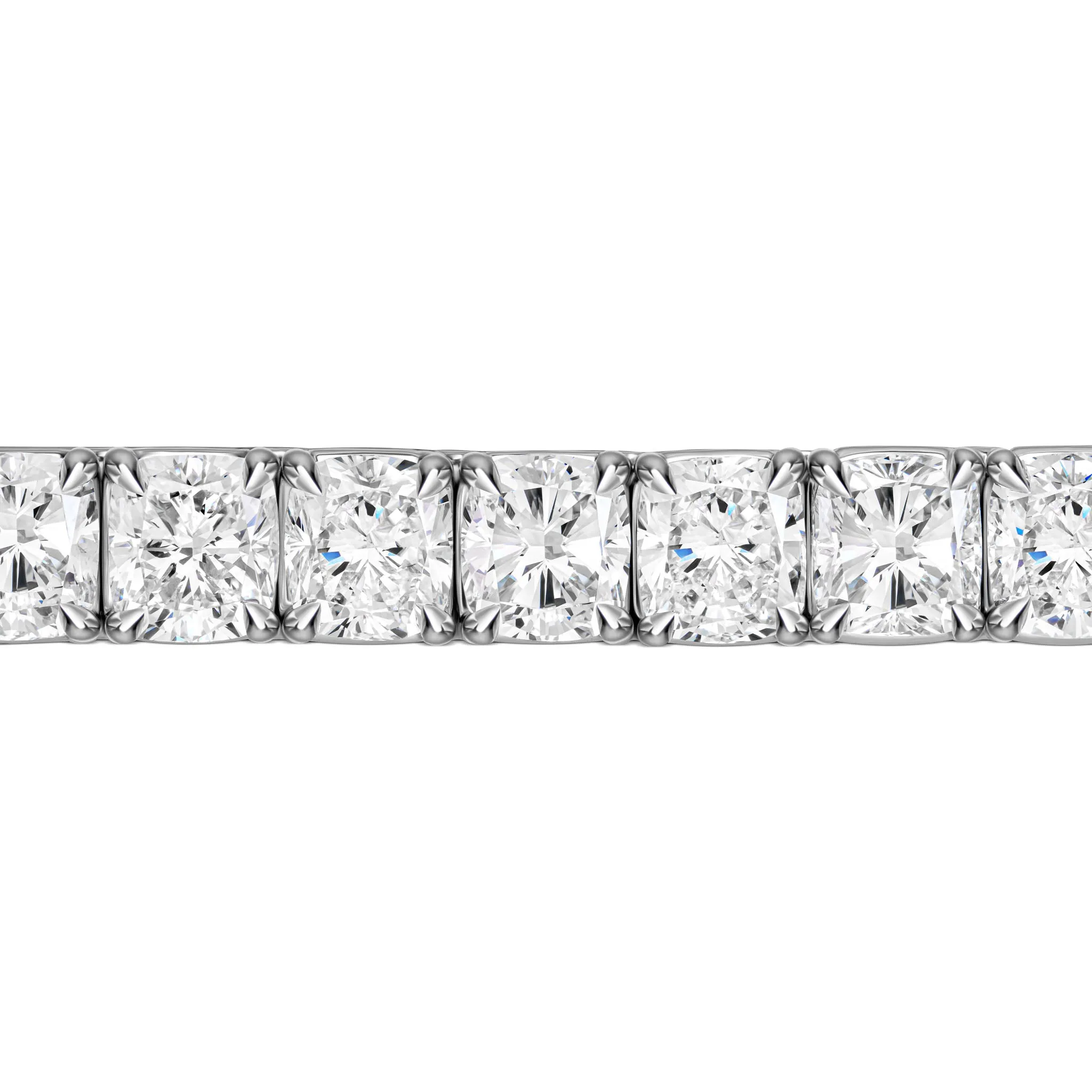 Noble Platinum Cushion-Cut White Diamond Tennis Bracelet