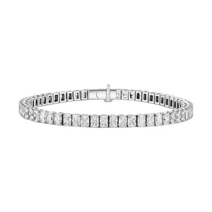 Noble Platinum Elongated Radiant-Cut White Diamond Tennis Bracelet