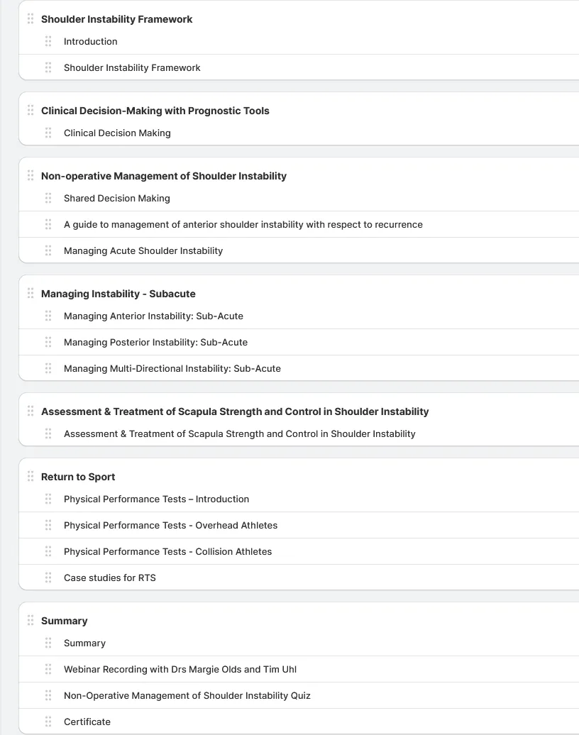 Non-Operative Management of Shoulder Instability: New Clinical Concepts (100% Online)