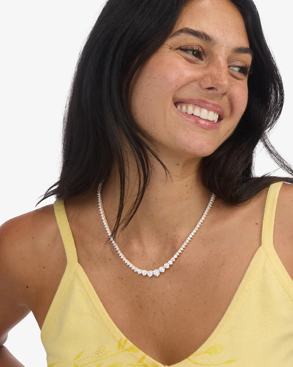 Not Your Basic Graduated Tennis Necklace 18" Silver and White