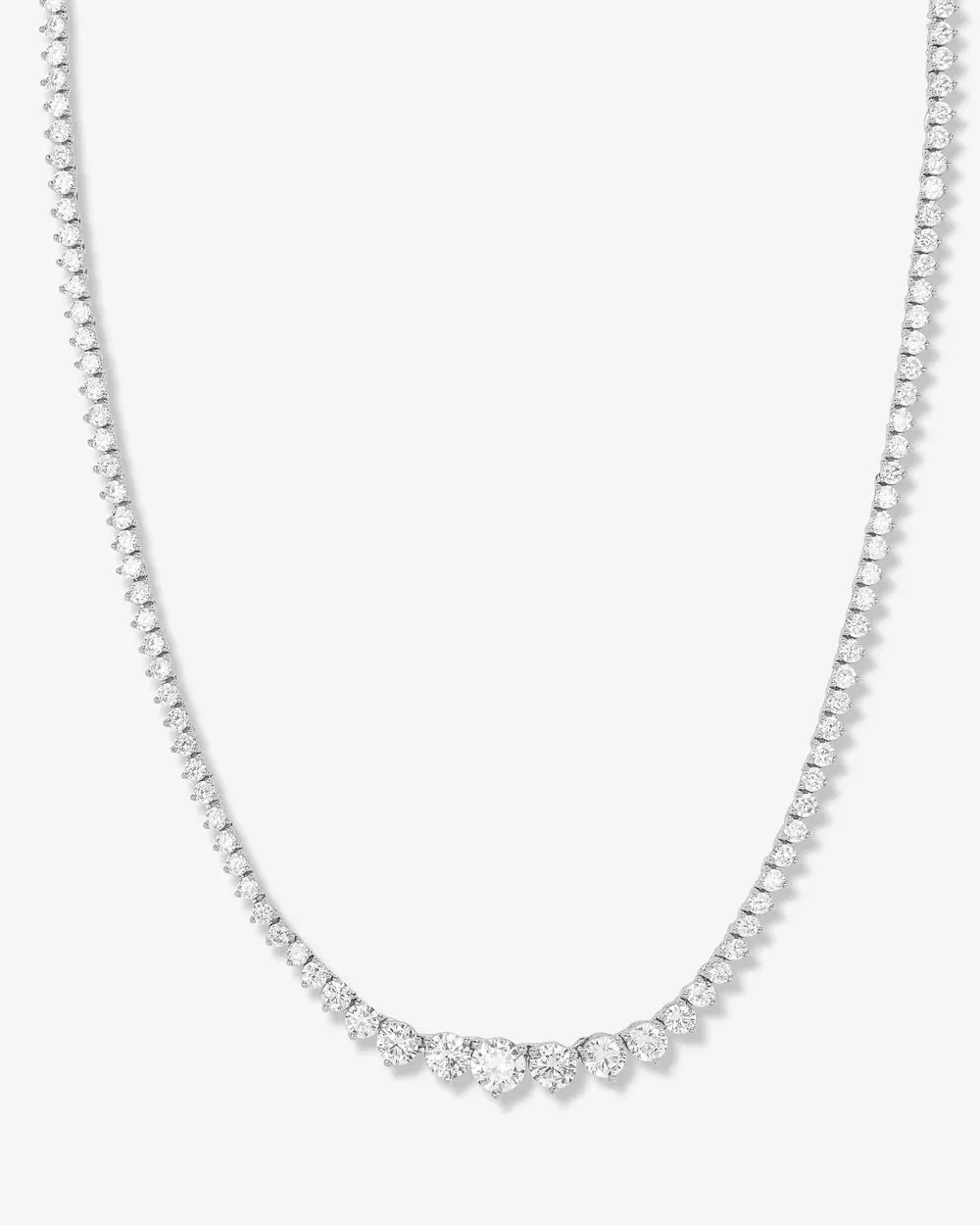 Not Your Basic Graduated Tennis Necklace 18" Silver and White