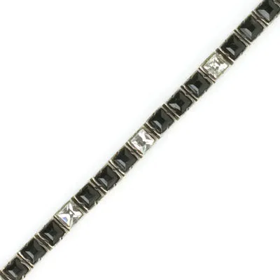 Onyx, Diamanté & Sterling Bracelet by Fishel, Nessler