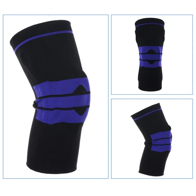 Outdoor Fitness Mountaineering Knit Protection Silicone Anti - collision Spring Support Sports Knee Protector, Size: L(Black)