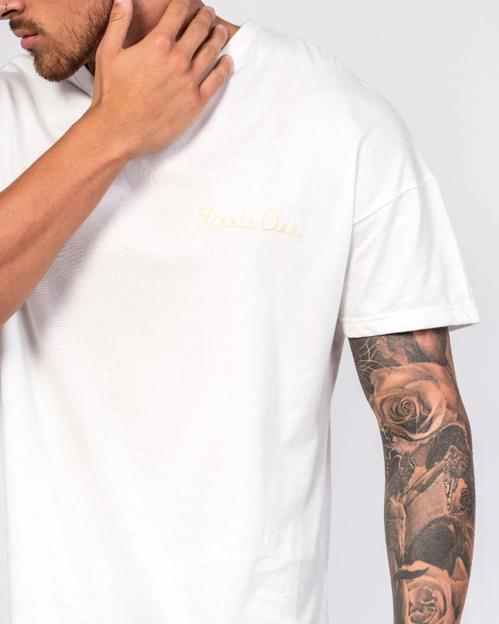 Oversized White Printed 'All England Tennis Club' T-Shirt