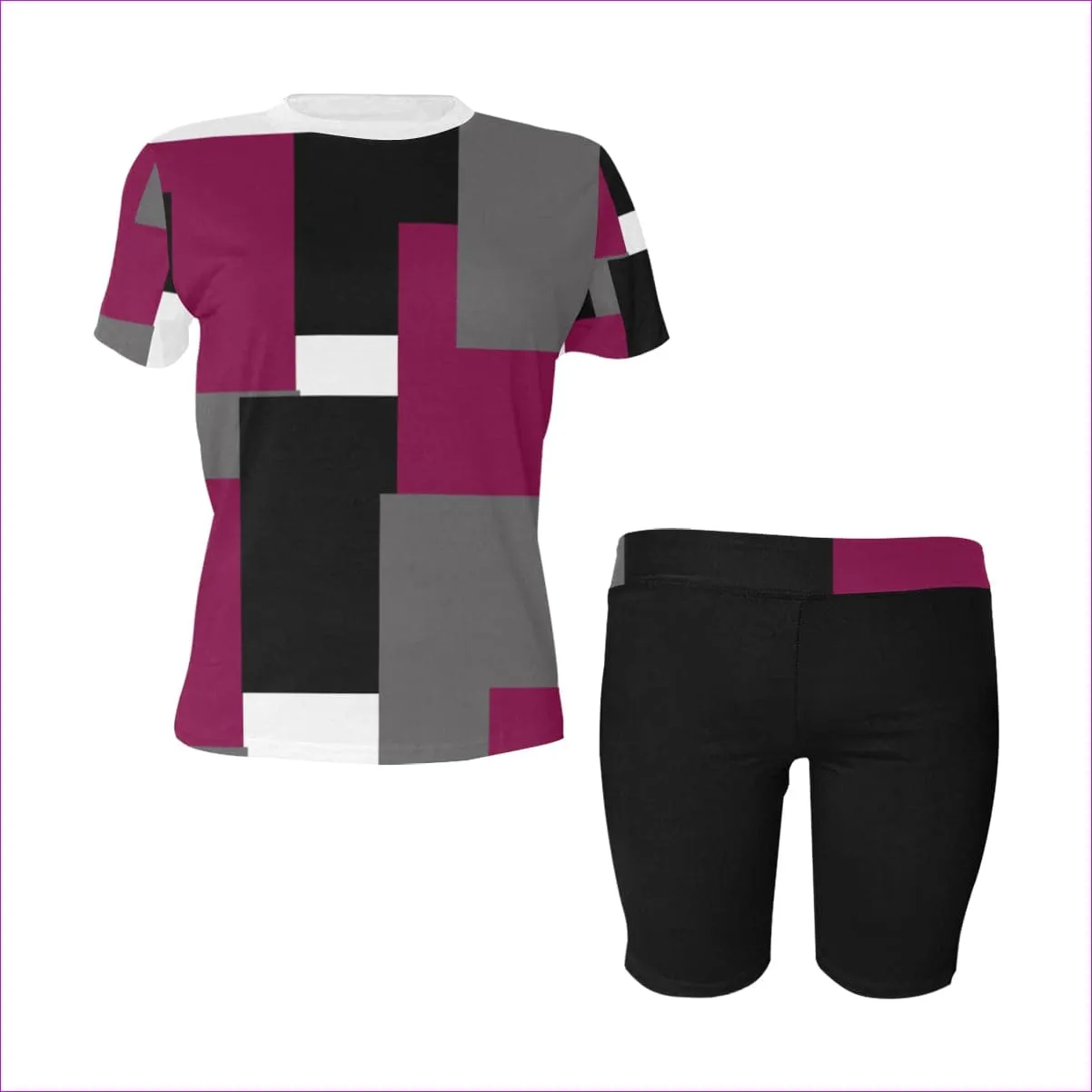 Patchwork Womens Yoga Short Set - 2 variations