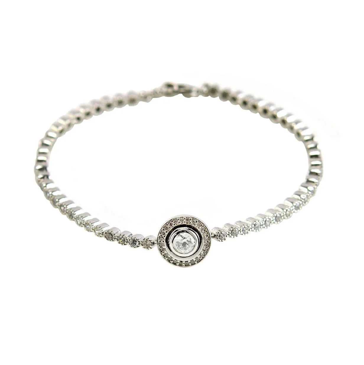 Pavanan Vintage Halo Tennis Bracelet – 7.25in | 20ct