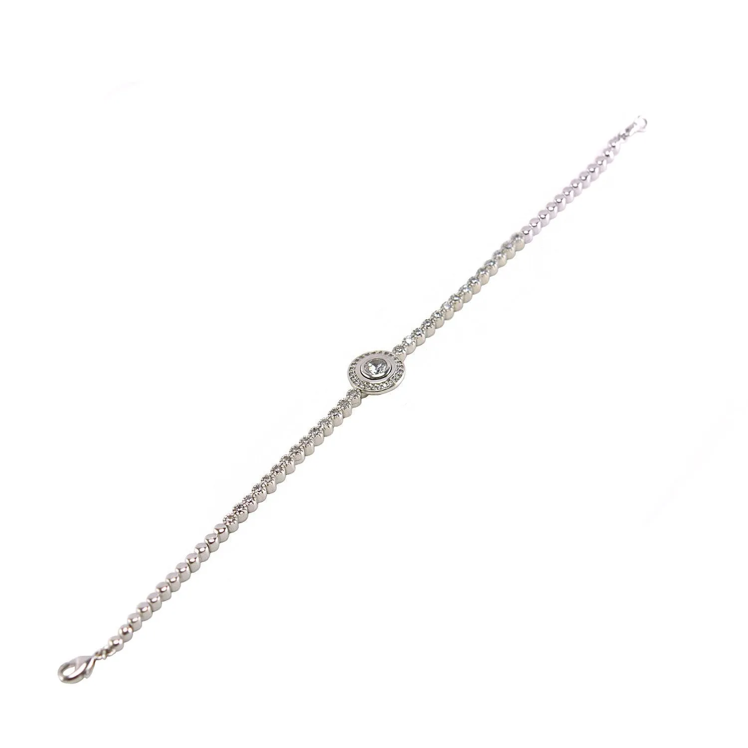 Pavanan Vintage Halo Tennis Bracelet – 7.25in | 20ct