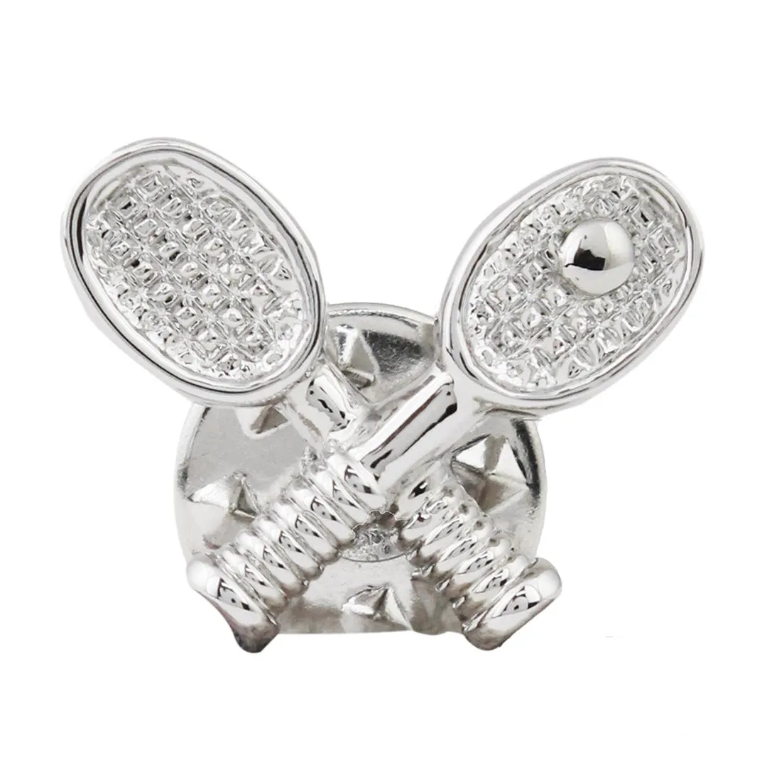 Peluche Playful Tennis Silver Colored Lapel Pin for Men