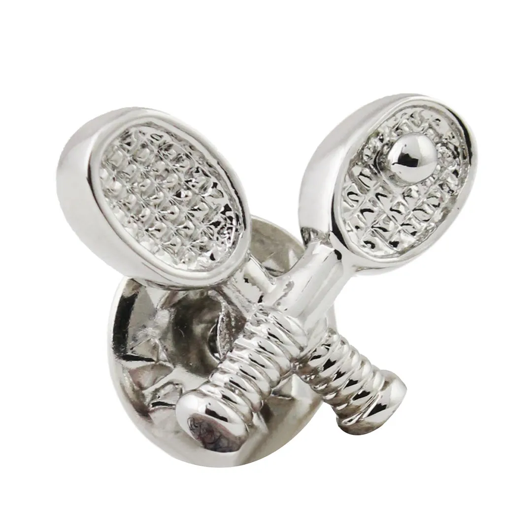 Peluche Playful Tennis Silver Colored Lapel Pin for Men